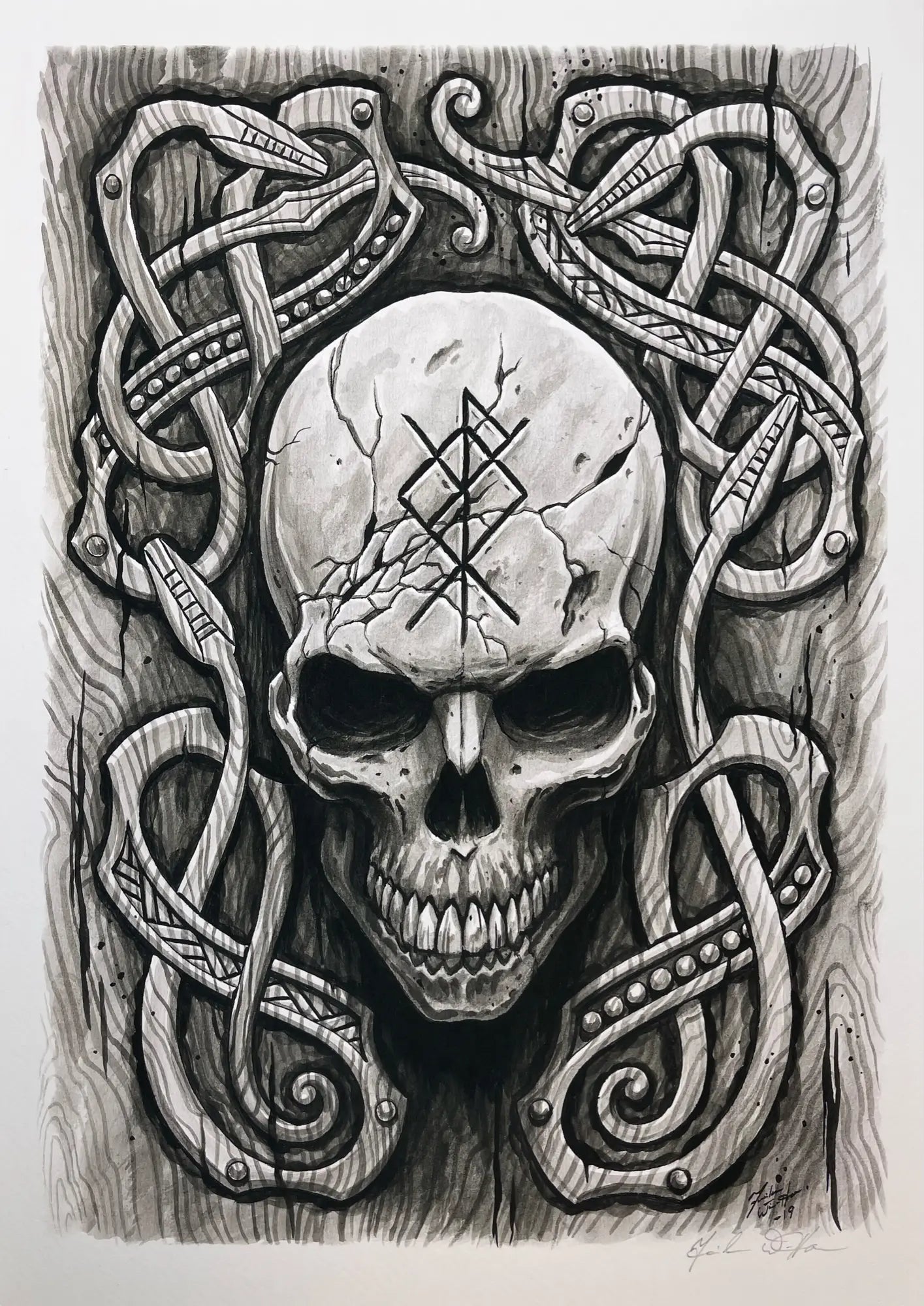 Rune Skull (A3 Edition)-Jannicke Wiese-Hansen-Gordian Visions
